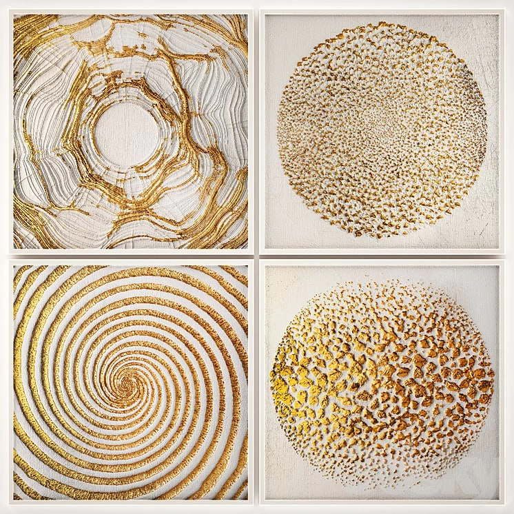 Collection of paintings. 10 luxury, frame, wall decor, decoration, gold decor, white