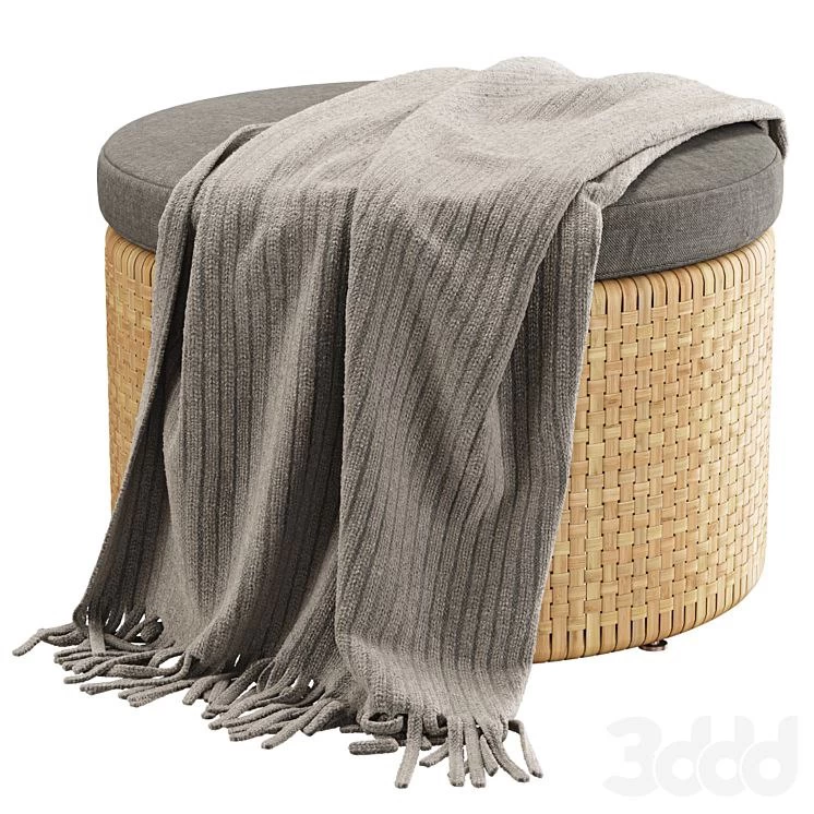 Monica rattan round pouf