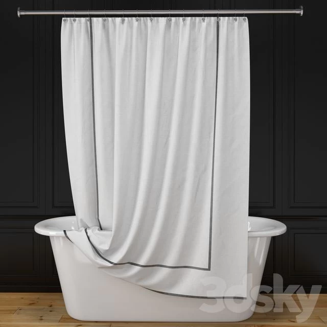 "Corey" bath + shower curtain + rail
